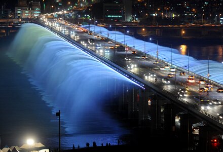 Fountain water bridge