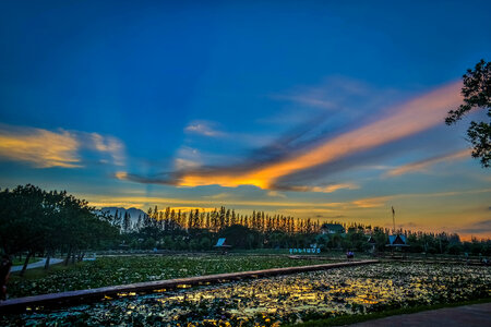 Dusk skies and landscape