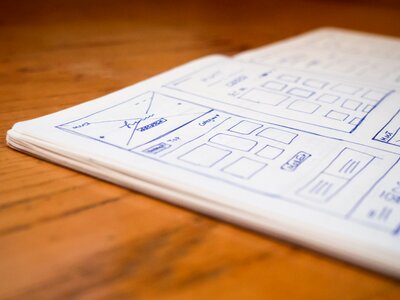 Open Notebook Wireframe Sketch photo