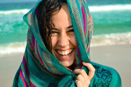 Portrait of a Smiling Girl on the Beach photo