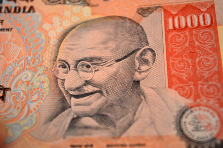 Gandhi Closeup Thousand Rupee Note photo