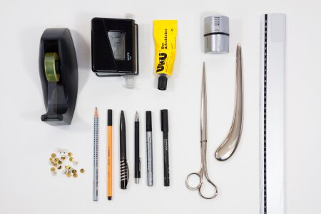 Office tools.Diagonal.Marker.Tape dispenser.Glue.Sharpener. photo