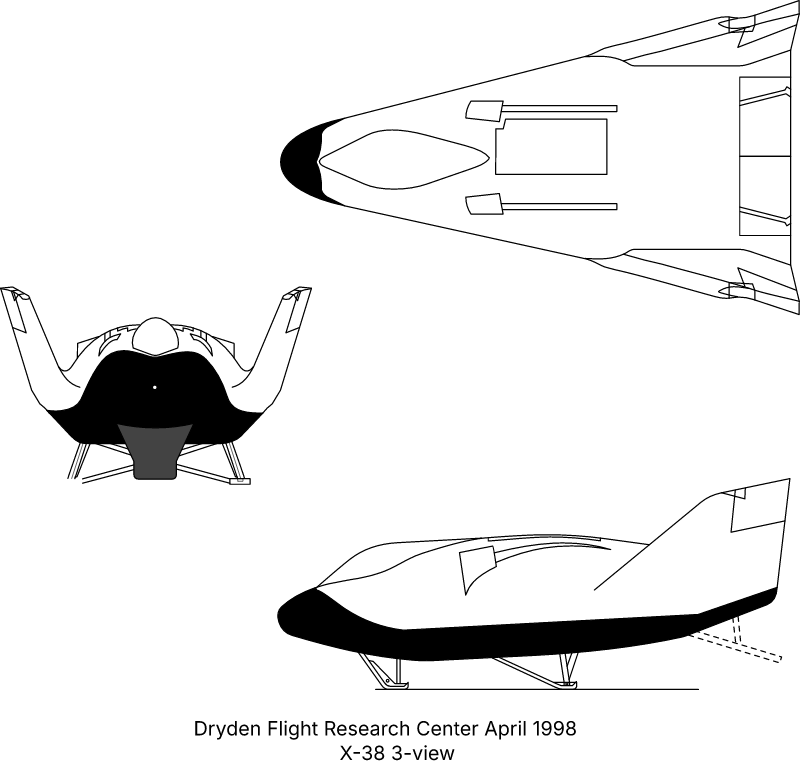X-38 (Crew Return Vehicle) 3-View line art