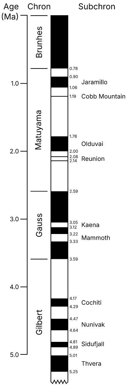 Geomagnetic polarity late Cenozoic
