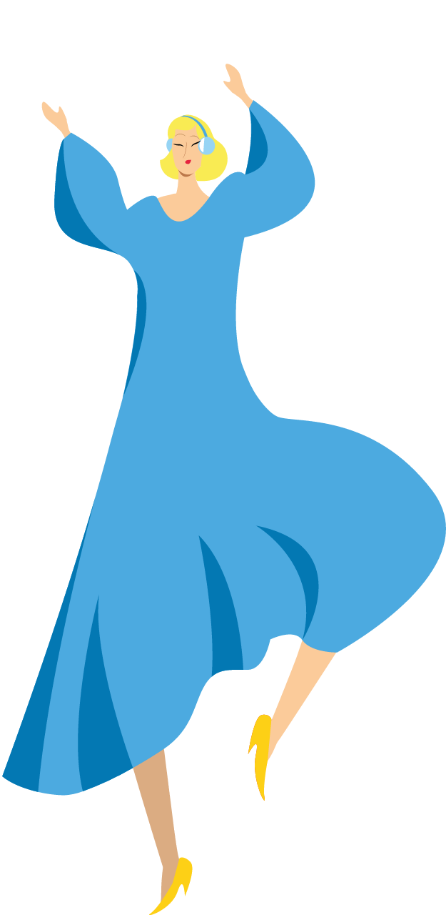 Woman in a blue dress dancing