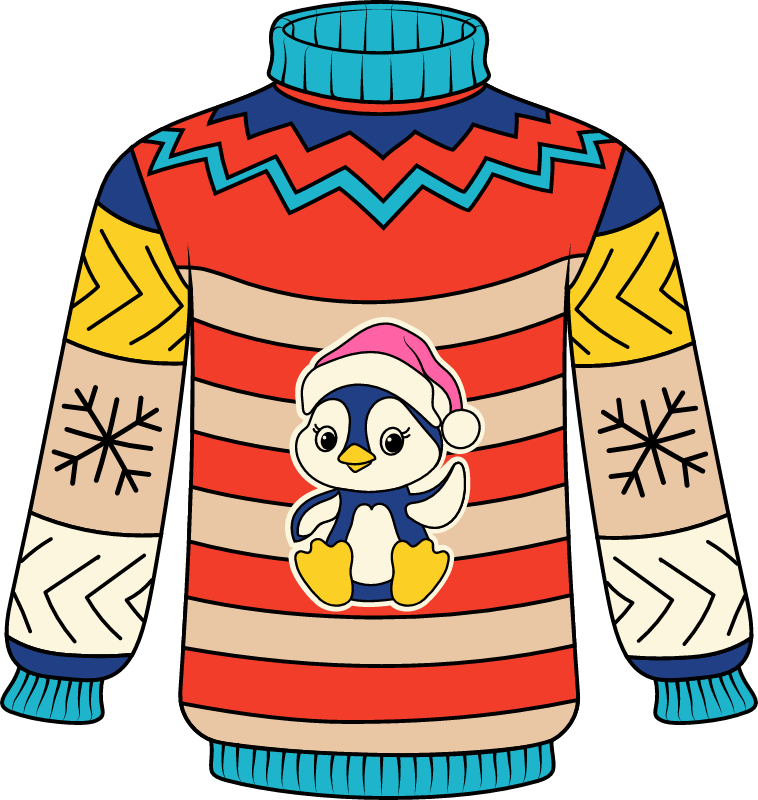  Сhristmas Ugly Sweater with pinguin