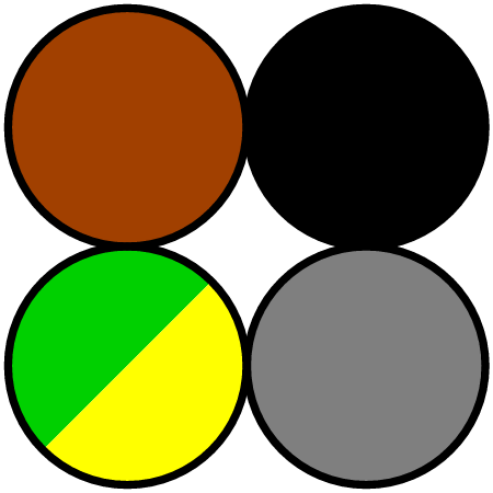 Cable brown black green-yellow-gray