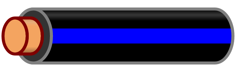 Black Wire with Blue Stripe