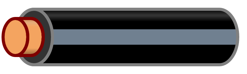 Black Wire with Gray Stripe