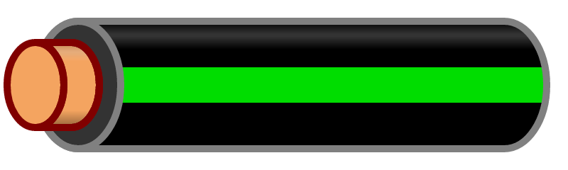Black Wire with Green Stripe