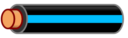 Black Wire with Lightblue Stripe