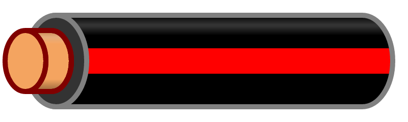 Black Wire with Red Stripe