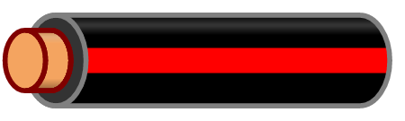 Black Wire with Red Stripe