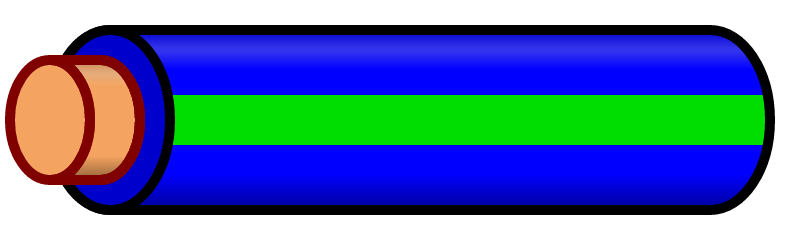 Blue Wire with Green Stripe