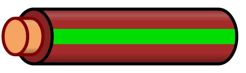 Brown Wire with Green Stripe