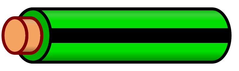 Green Wire with Black Stripe
