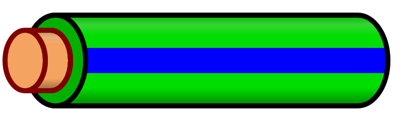 Green Wire with Blue Stripe