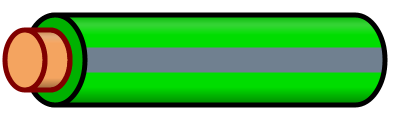 Green Wire with Gray Stripe