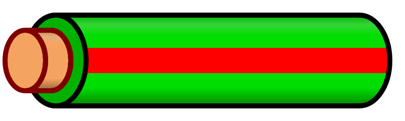 Green Wire with Red Stripe