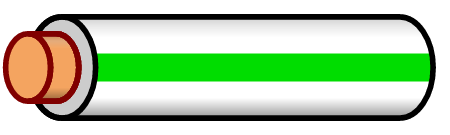 White Wire with Green Stripe
