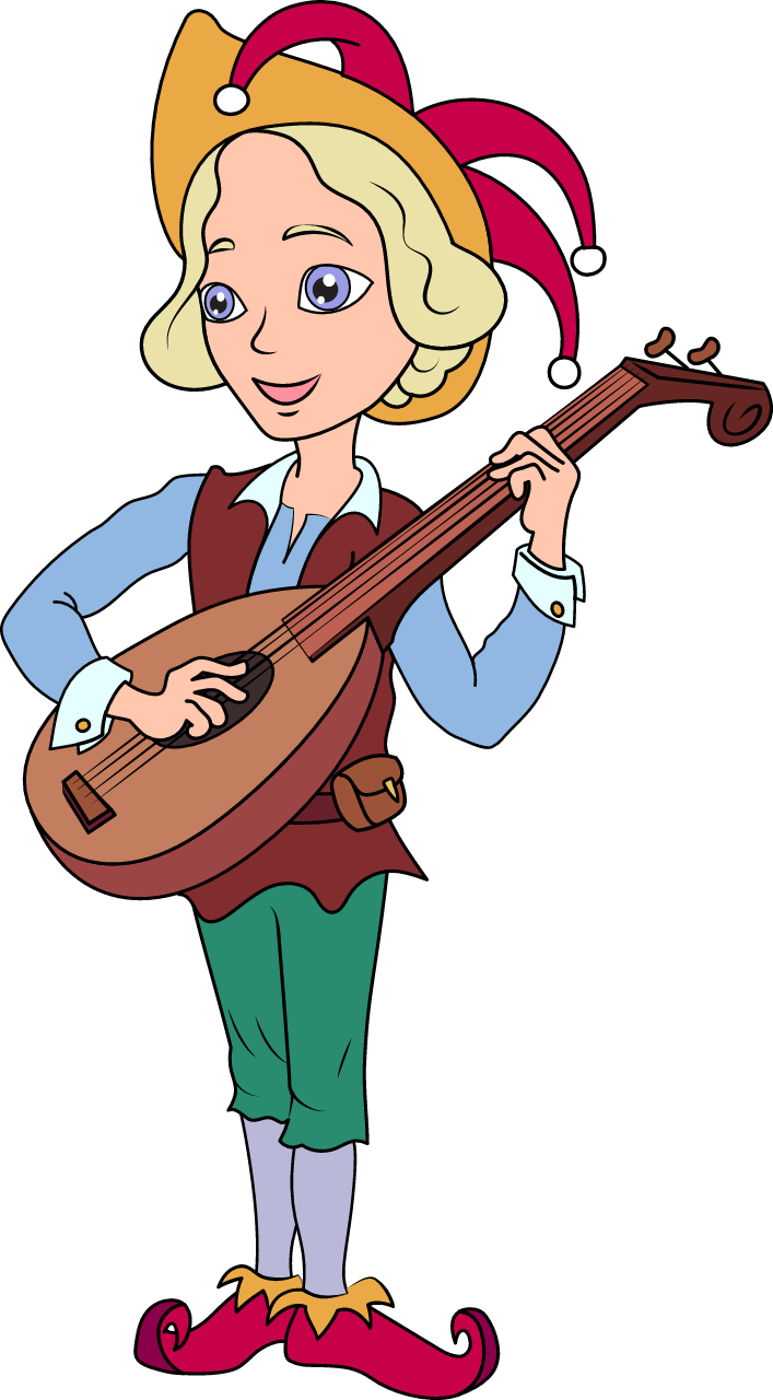 Cartoon Jester with Lute