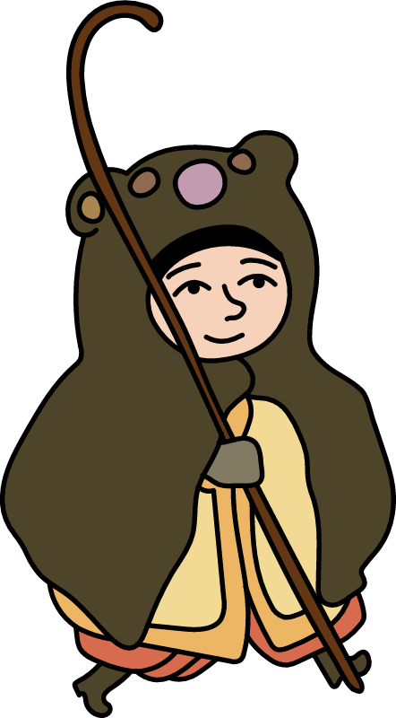 Carol singer with a staff