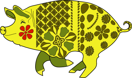 Pig with Ukrainian ornament