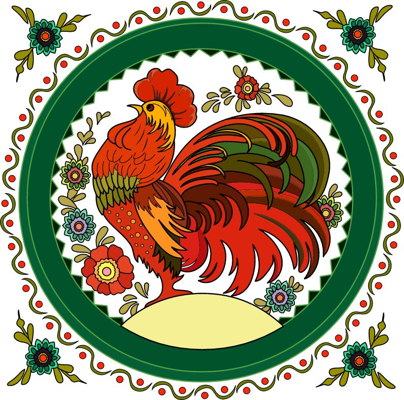 Rooster with Petrykivka painting