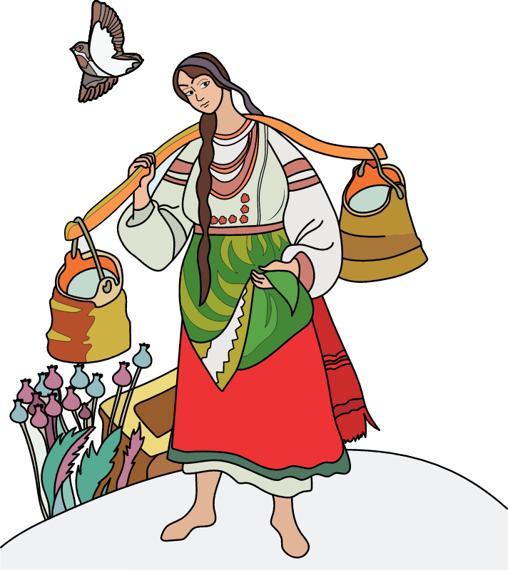 Girl in a Ukrainian traditional costume and yoke