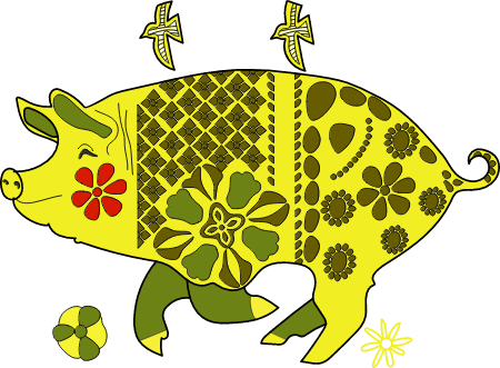 Pig with Ukrainian ornament