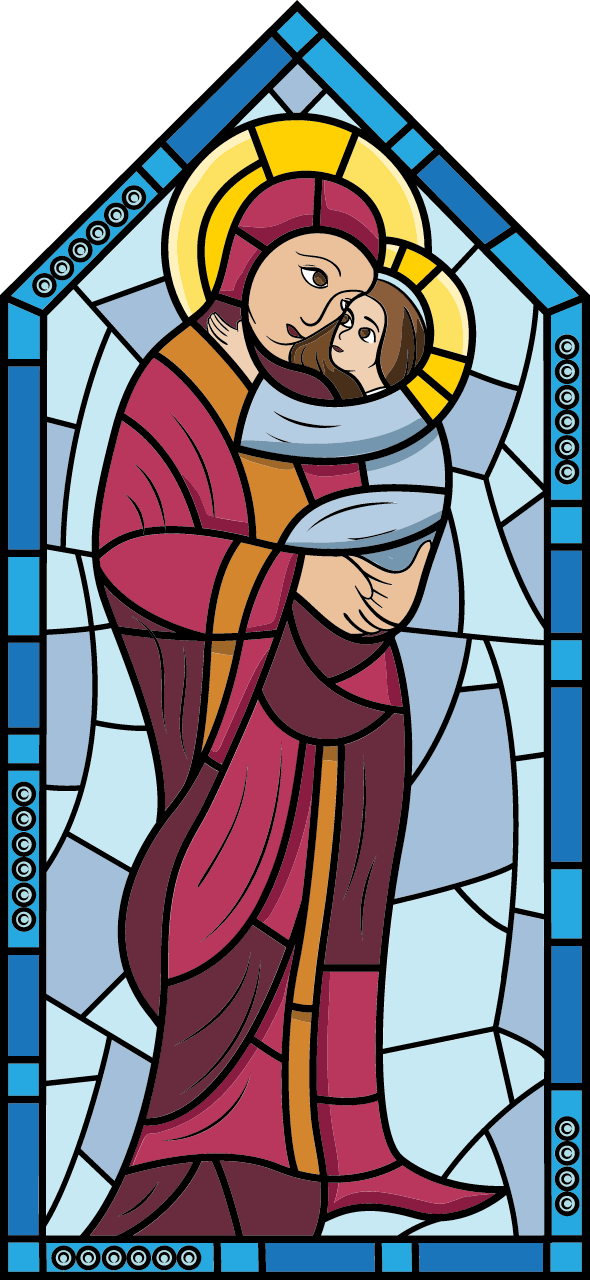 Mother Mary with Jesus Stained Glass