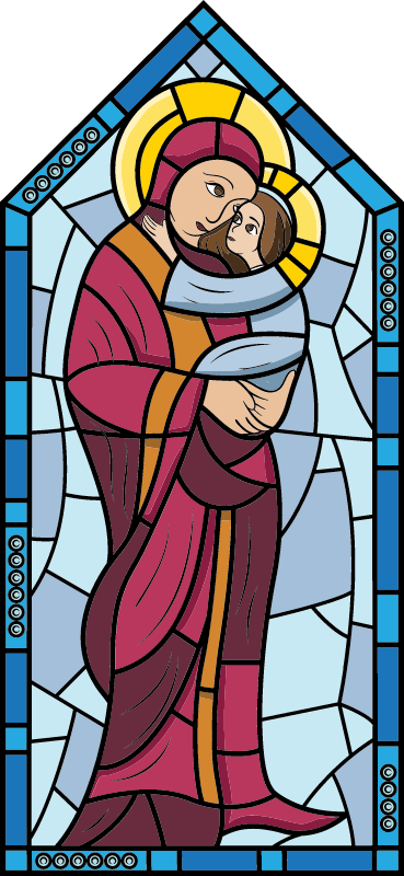 Mother Mary with Jesus Stained Glass