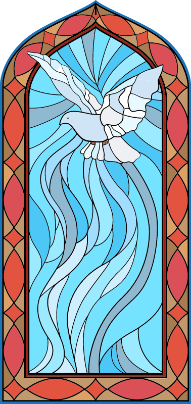 Stained Glass Window with Holy Spirit