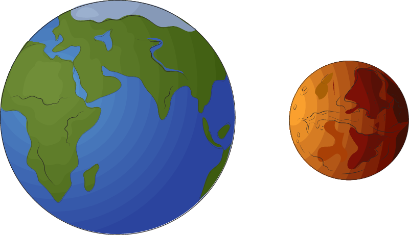 Earth vs Mars size comparison - Free vector clipart images on creazilla.com