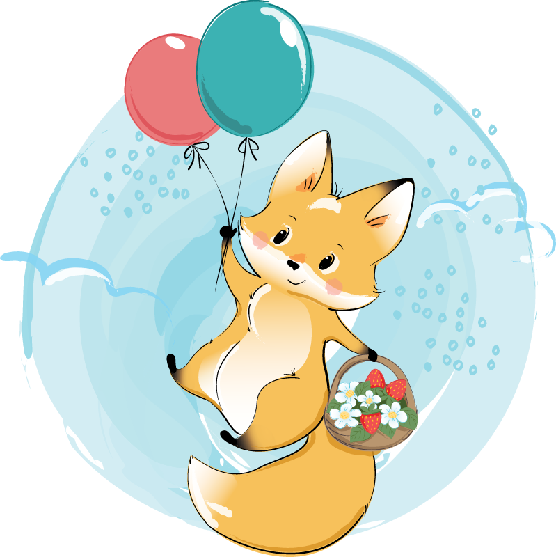 Cute fox with balloons