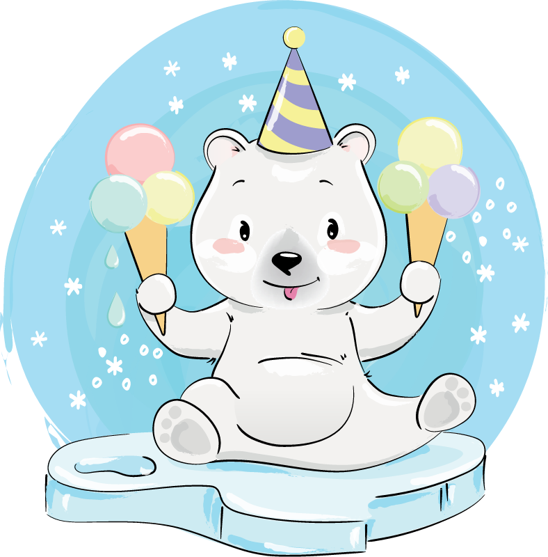 Cute polar bear with ice cream