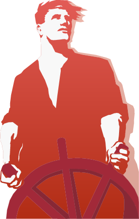 Man Holding a Ship Helm