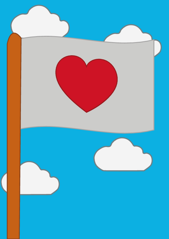 Red Hearted Flag