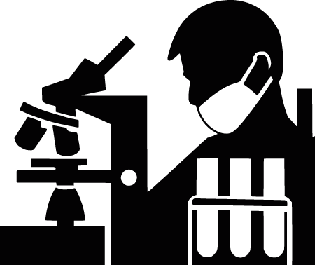 Scientist Silhouette with Microscope