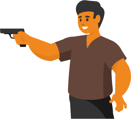 Aiming Man Holding a Handgun