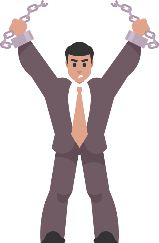 Angry Businessman Breaking Chains