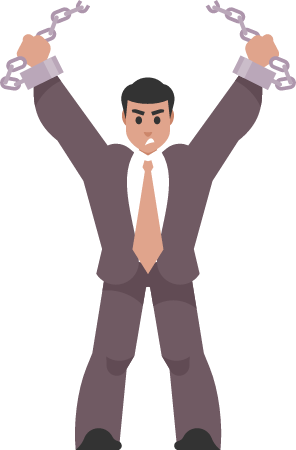 Angry Businessman Breaking Chains
