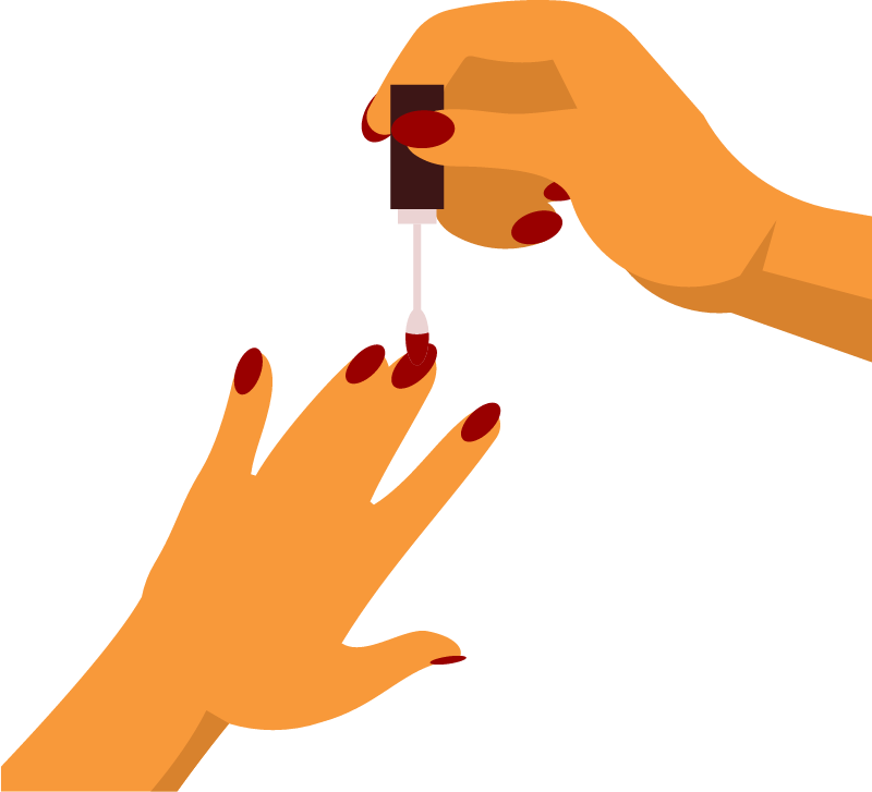 Applying Nail Polish on Fingernails
