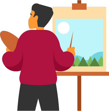 Artist Painting a Scenic Landscape