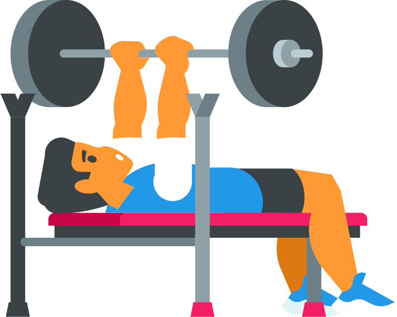 Athlete Doing Bench Press in Gym