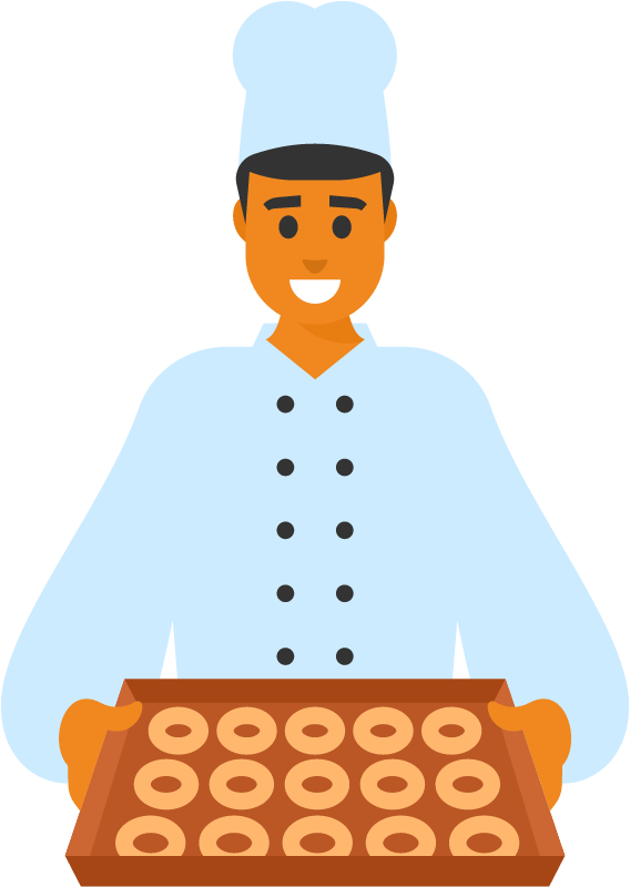 Baker Holding a Tray of Pastry