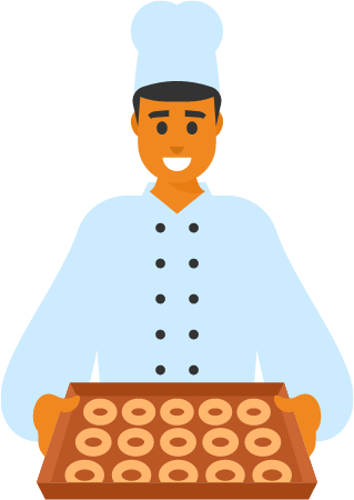 Baker Holding a Tray of Pastry