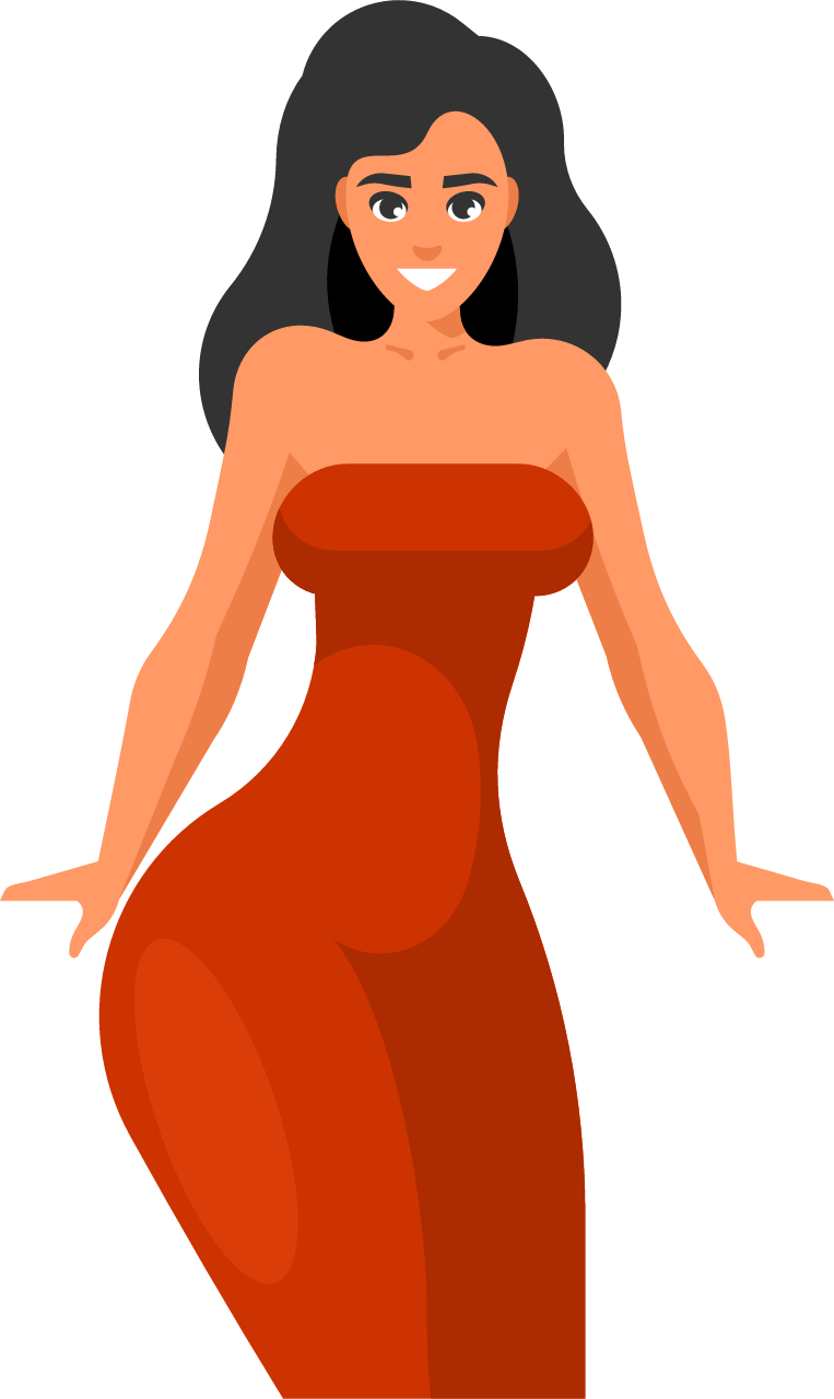 Beautiful Woman Standing in Red Dress