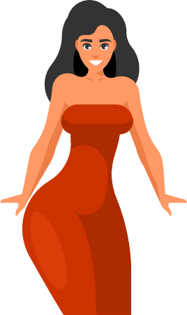 Beautiful Woman Standing in Red Dress