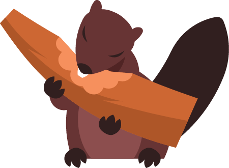 Beaver Gnawing on Wood